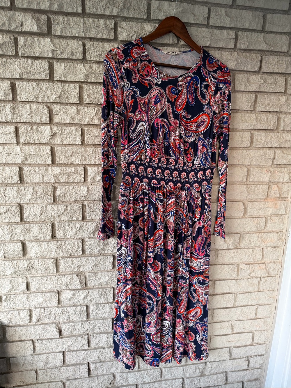 Boden Thea Navy Colorful Paisley Print Dress 
Size 8R